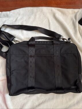 Fossil Black Laptop Messenger Bag with Removable Strap